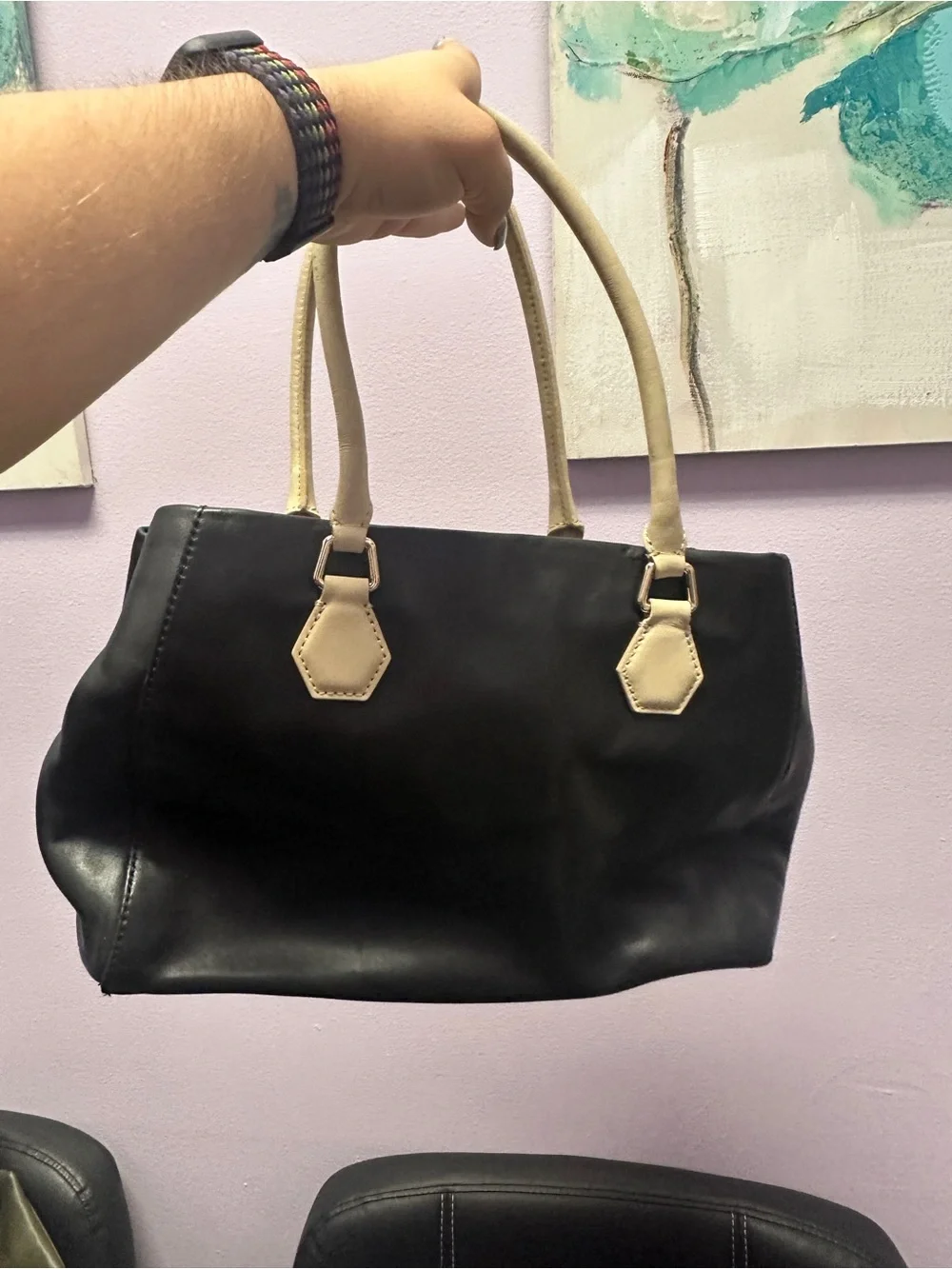 kate spade Black Tote with Cream Handles